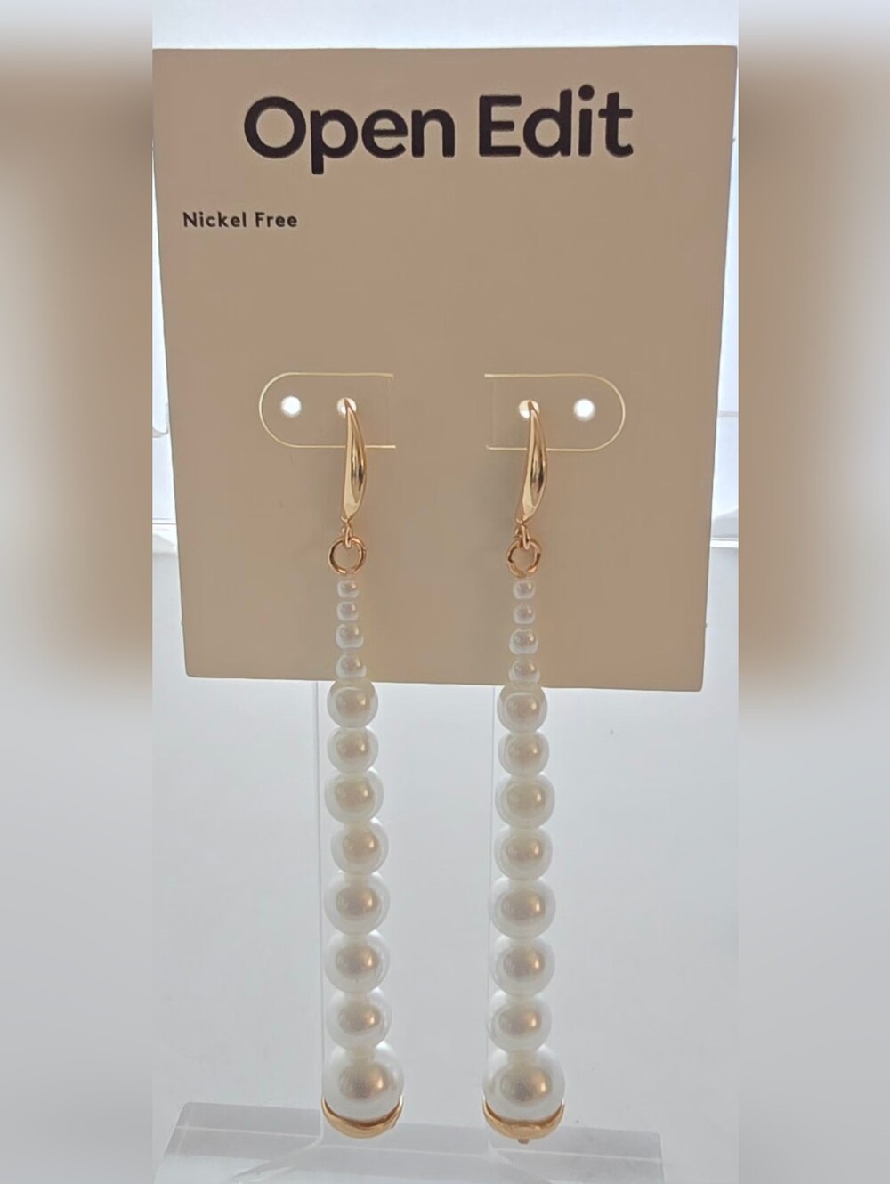 Open Edit- Gold & White Pearl Drop Earrings
